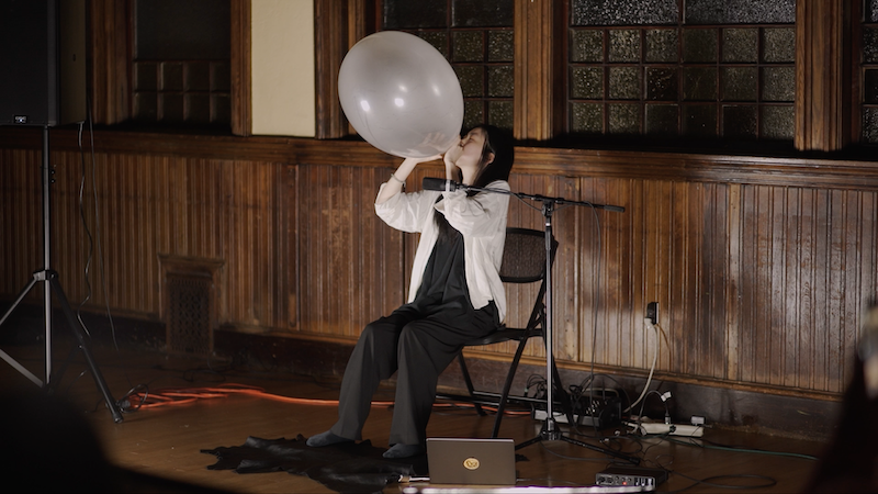 holding a balloon